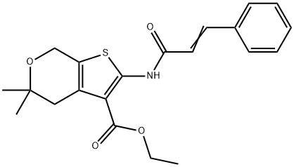 ethyl 2-(cinnamoylamino)-5,5-dimethyl-4,7-dihydro-5H-thieno[2,3-c]pyran-3-carboxylate Struktur