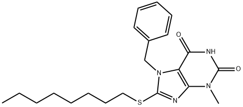 7-benzyl-3-methyl-8-(octylsulfanyl)-3,7-dihydro-1H-purine-2,6-dione Struktur