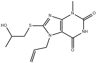 7-allyl-8-[(2-hydroxypropyl)sulfanyl]-3-methyl-3,7-dihydro-1H-purine-2,6-dione Struktur