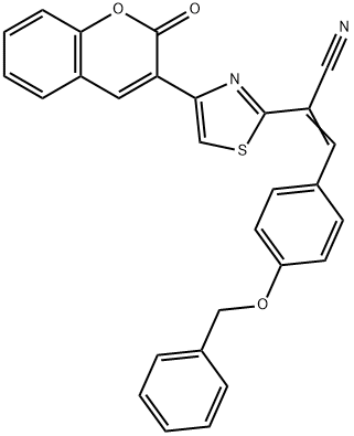 3-[4-(benzyloxy)phenyl]-2-[4-(2-oxo-2H-chromen-3-yl)-1,3-thiazol-2-yl]acrylonitrile Struktur