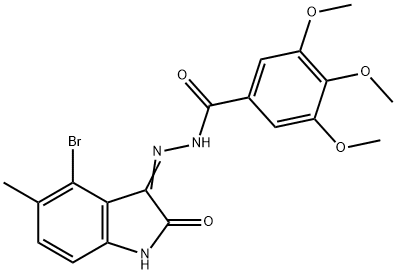 N'-(4-bromo-5-methyl-2-oxo-1,2-dihydro-3H-indol-3-ylidene)-3,4,5-trimethoxybenzohydrazide Struktur