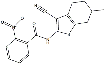 N-(3-cyano-6-methyl-4,5,6,7-tetrahydro-1-benzothien-2-yl)-2-nitrobenzamide Struktur