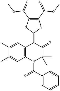 dimethyl 2-(1-benzoyl-2,2,6,7-tetramethyl-3-thioxo-2,3-dihydro-4(1H)-quinolinylidene)-1,3-dithiole-4,5-dicarboxylate Struktur