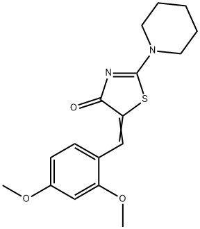 5-(2,4-dimethoxybenzylidene)-2-(1-piperidinyl)-1,3-thiazol-4(5H)-one Struktur