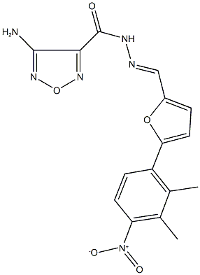 4-amino-N'-[(5-{4-nitro-2,3-dimethylphenyl}-2-furyl)methylene]-1,2,5-oxadiazole-3-carbohydrazide Struktur