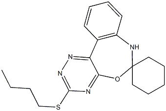 3'-(butylsulfanyl)-6',7'-dihydrospiro(cyclohexane-1,6'-[1,2,4]triazino[5,6-d][3,1]benzoxazepine) Struktur