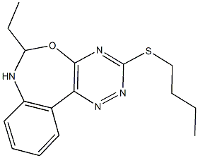 3-(butylsulfanyl)-6-ethyl-6,7-dihydro[1,2,4]triazino[5,6-d][3,1]benzoxazepine Struktur