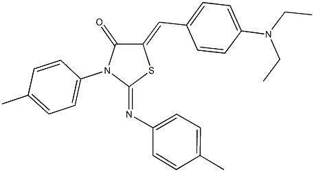 5-[4-(diethylamino)benzylidene]-3-(4-methylphenyl)-2-[(4-methylphenyl)imino]-1,3-thiazolidin-4-one Struktur