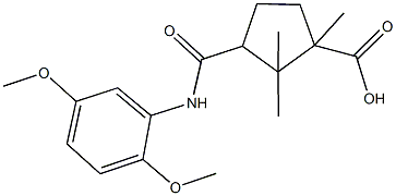 3-[(2,5-dimethoxyanilino)carbonyl]-1,2,2-trimethylcyclopentanecarboxylic acid Struktur