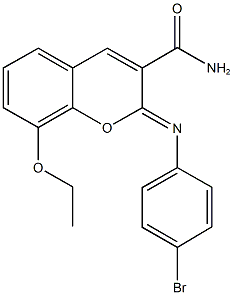 2-[(4-bromophenyl)imino]-8-ethoxy-2H-chromene-3-carboxamide Struktur