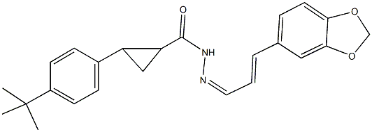 N'-[3-(1,3-benzodioxol-5-yl)-2-propenylidene]-2-(4-tert-butylphenyl)cyclopropanecarbohydrazide Struktur