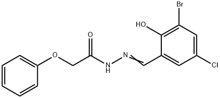 N'-(3-bromo-5-chloro-2-hydroxybenzylidene)-2-phenoxyacetohydrazide Struktur