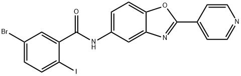 5-bromo-2-iodo-N-[2-(4-pyridinyl)-1,3-benzoxazol-5-yl]benzamide Struktur