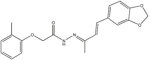 N'-[3-(1,3-benzodioxol-5-yl)-1-methyl-2-propenylidene]-2-(2-methylphenoxy)acetohydrazide Struktur