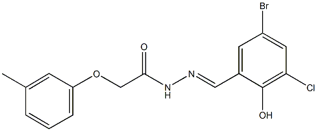 N'-(5-bromo-3-chloro-2-hydroxybenzylidene)-2-(3-methylphenoxy)acetohydrazide Struktur