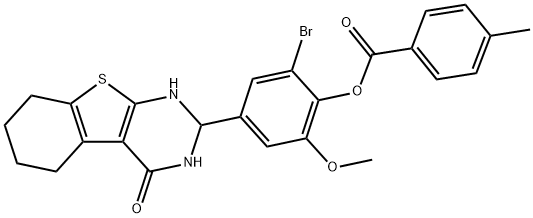 2-bromo-6-methoxy-4-(4-oxo-1,2,3,4,5,6,7,8-octahydro[1]benzothieno[2,3-d]pyrimidin-2-yl)phenyl 4-methylbenzoate Struktur