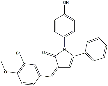 3-(3-bromo-4-methoxybenzylidene)-1-(4-hydroxyphenyl)-5-phenyl-1,3-dihydro-2H-pyrrol-2-one Struktur