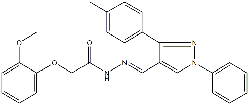 2-(2-methoxyphenoxy)-N'-{[3-(4-methylphenyl)-1-phenyl-1H-pyrazol-4-yl]methylene}acetohydrazide Struktur