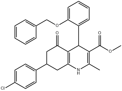 methyl 4-[2-(benzyloxy)phenyl]-7-(4-chlorophenyl)-2-methyl-5-oxo-1,4,5,6,7,8-hexahydro-3-quinolinecarboxylate Struktur