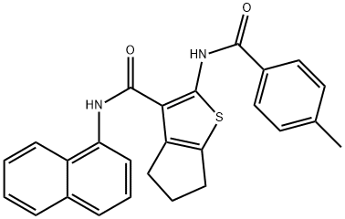 2-[(4-methylbenzoyl)amino]-N-(1-naphthyl)-5,6-dihydro-4H-cyclopenta[b]thiophene-3-carboxamide Struktur