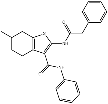 6-methyl-N-phenyl-2-[(phenylacetyl)amino]-4,5,6,7-tetrahydro-1-benzothiophene-3-carboxamide Struktur