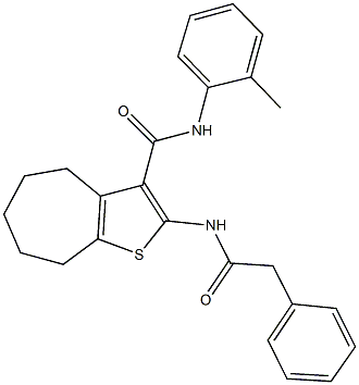 N-(2-methylphenyl)-2-[(phenylacetyl)amino]-5,6,7,8-tetrahydro-4H-cyclohepta[b]thiophene-3-carboxamide Struktur