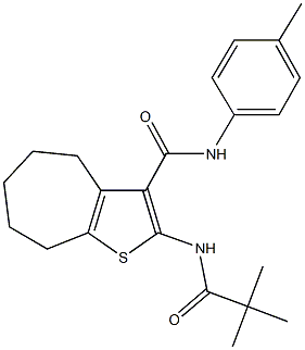 2-[(2,2-dimethylpropanoyl)amino]-N-(4-methylphenyl)-5,6,7,8-tetrahydro-4H-cyclohepta[b]thiophene-3-carboxamide Struktur