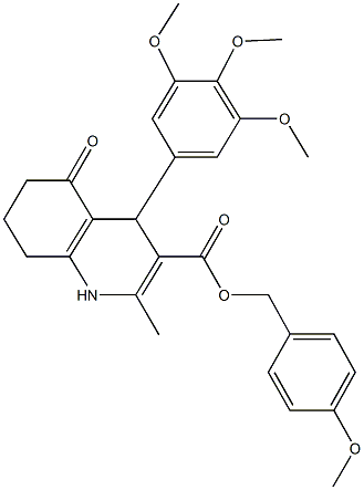 4-methoxybenzyl 2-methyl-5-oxo-4-(3,4,5-trimethoxyphenyl)-1,4,5,6,7,8-hexahydro-3-quinolinecarboxylate Struktur