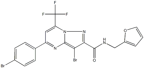 3-bromo-5-(4-bromophenyl)-N-(2-furylmethyl)-7-(trifluoromethyl)pyrazolo[1,5-a]pyrimidine-2-carboxamide Struktur