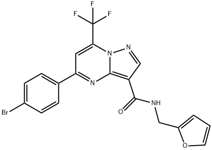 5-(4-bromophenyl)-N-(2-furylmethyl)-7-(trifluoromethyl)pyrazolo[1,5-a]pyrimidine-3-carboxamide Struktur