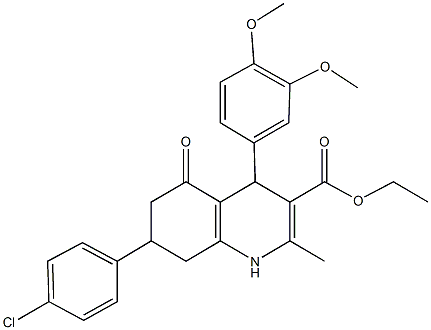 ethyl 7-(4-chlorophenyl)-4-(3,4-dimethoxyphenyl)-2-methyl-5-oxo-1,4,5,6,7,8-hexahydro-3-quinolinecarboxylate Struktur