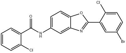 N-[2-(5-bromo-2-chlorophenyl)-1,3-benzoxazol-5-yl]-2-chlorobenzamide Struktur