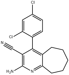 2-amino-4-(2,4-dichlorophenyl)-6,7,8,9-tetrahydro-5H-cyclohepta[b]pyridine-3-carbonitrile Struktur