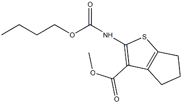 methyl 2-[(butoxycarbonyl)amino]-5,6-dihydro-4H-cyclopenta[b]thiophene-3-carboxylate Struktur