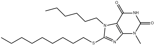 7-hexyl-3-methyl-8-(nonylsulfanyl)-3,7-dihydro-1H-purine-2,6-dione Struktur