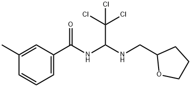 3-methyl-N-{2,2,2-trichloro-1-[(tetrahydrofuran-2-ylmethyl)amino]ethyl}benzamide Struktur