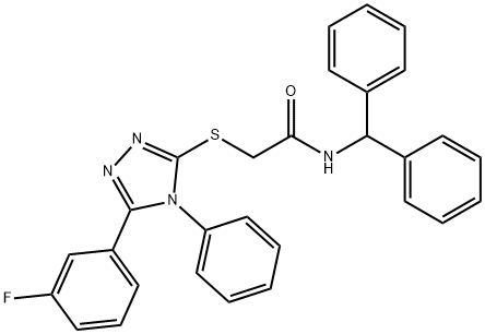 N-benzhydryl-2-{[5-(3-fluorophenyl)-4-phenyl-4H-1,2,4-triazol-3-yl]sulfanyl}acetamide Struktur