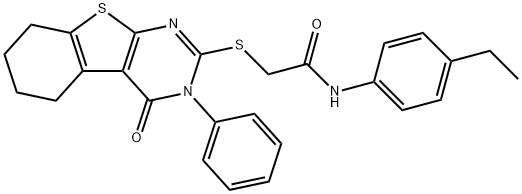 N-(4-ethylphenyl)-2-[(4-oxo-3-phenyl-3,4,5,6,7,8-hexahydro[1]benzothieno[2,3-d]pyrimidin-2-yl)sulfanyl]acetamide Struktur