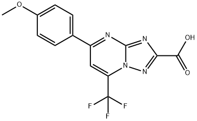 5-(4-methoxyphenyl)-7-(trifluoromethyl)[1,2,4]triazolo[1,5-a]pyrimidine-2-carboxylic acid Struktur