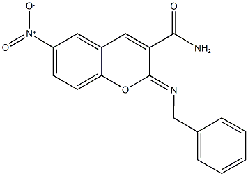 2-(benzylimino)-6-nitro-2H-chromene-3-carboxamide Struktur