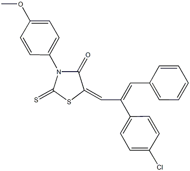 5-[2-(4-chlorophenyl)-3-phenyl-2-propenylidene]-3-(4-methoxyphenyl)-2-thioxo-1,3-thiazolidin-4-one Struktur