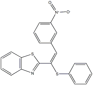 2-[2-{3-nitrophenyl}-1-(phenylsulfanyl)vinyl]-1,3-benzothiazole Struktur