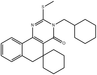 3-(cyclohexylmethyl)-2-(methylsulfanyl)-5,6-dihydrospiro(benzo[h]quinazoline-5,1'-cyclohexane)-4(3H)-one Struktur