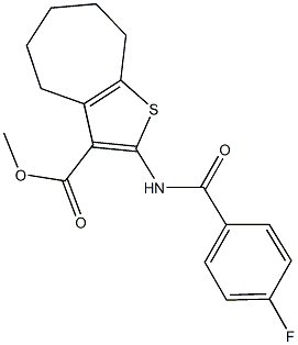 methyl 2-[(4-fluorobenzoyl)amino]-5,6,7,8-tetrahydro-4H-cyclohepta[b]thiophene-3-carboxylate Struktur