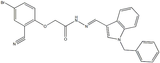 N'-[(1-benzyl-1H-indol-3-yl)methylene]-2-(4-bromo-2-cyanophenoxy)acetohydrazide Struktur