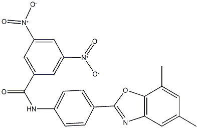 N-[4-(5,7-dimethyl-1,3-benzoxazol-2-yl)phenyl]-3,5-bisnitrobenzamide Struktur