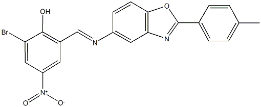 2-bromo-4-nitro-6-({[2-(4-methylphenyl)-1,3-benzoxazol-5-yl]imino}methyl)phenol Struktur