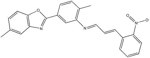 2-{3-[(3-{2-nitrophenyl}-2-propenylidene)amino]-4-methylphenyl}-5-methyl-1,3-benzoxazole Struktur