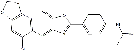 N-(4-{4-[(6-chloro-1,3-benzodioxol-5-yl)methylene]-5-oxo-4,5-dihydro-1,3-oxazol-2-yl}phenyl)acetamide Struktur