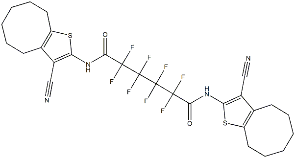 N~1~,N~6~-bis(3-cyano-4,5,6,7,8,9-hexahydrocycloocta[b]thien-2-yl)-2,2,3,3,4,4,5,5-octafluorohexanediamide Struktur